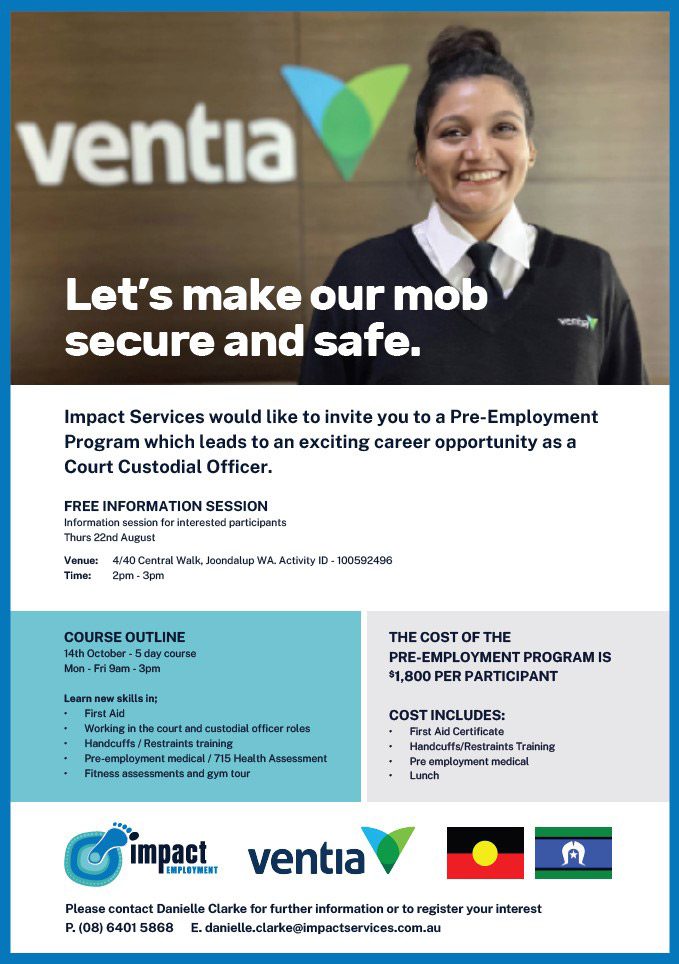 Court Custodial Officer Pre-employmenr program course flyer thumbnail